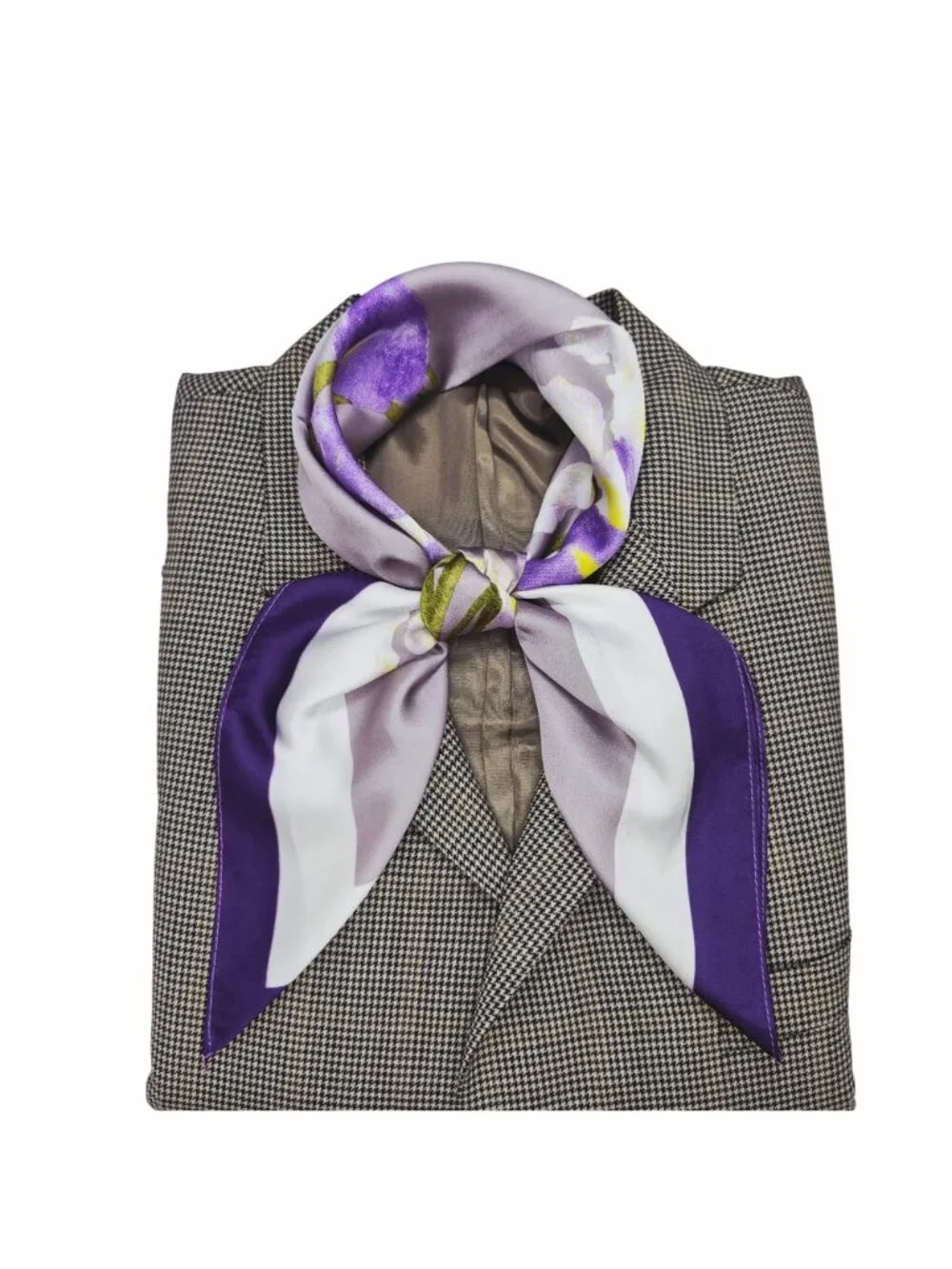 ✨Silky Satin Square Scarf Luxury Accessory Floral Iris Purple Bandana Head Neck✨